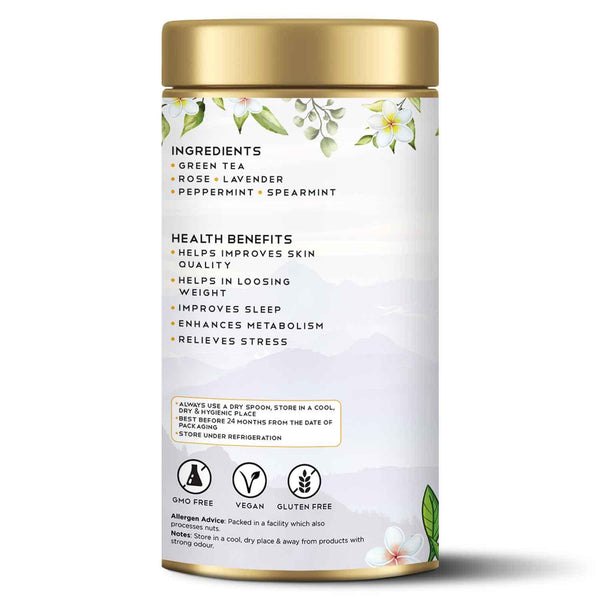 Green Lavender Rose Mint Tea 30 Teabags - Tearaja