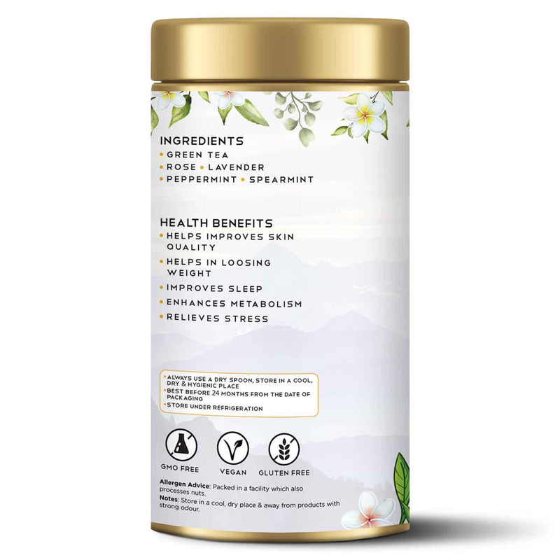 Green Lavender Rose Mint Tea 30 Teabags - Tearaja
